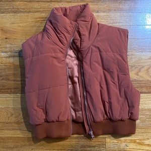 En Merci Orange Cropped Puffer Vest